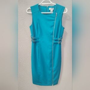 Calvin Klein Turquoise Midi Dress with Buckle Detail